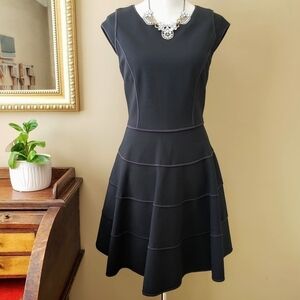 Halston Heritage Black Fit & Flare Sleeveless Mini Cocktail Dress Size Small New